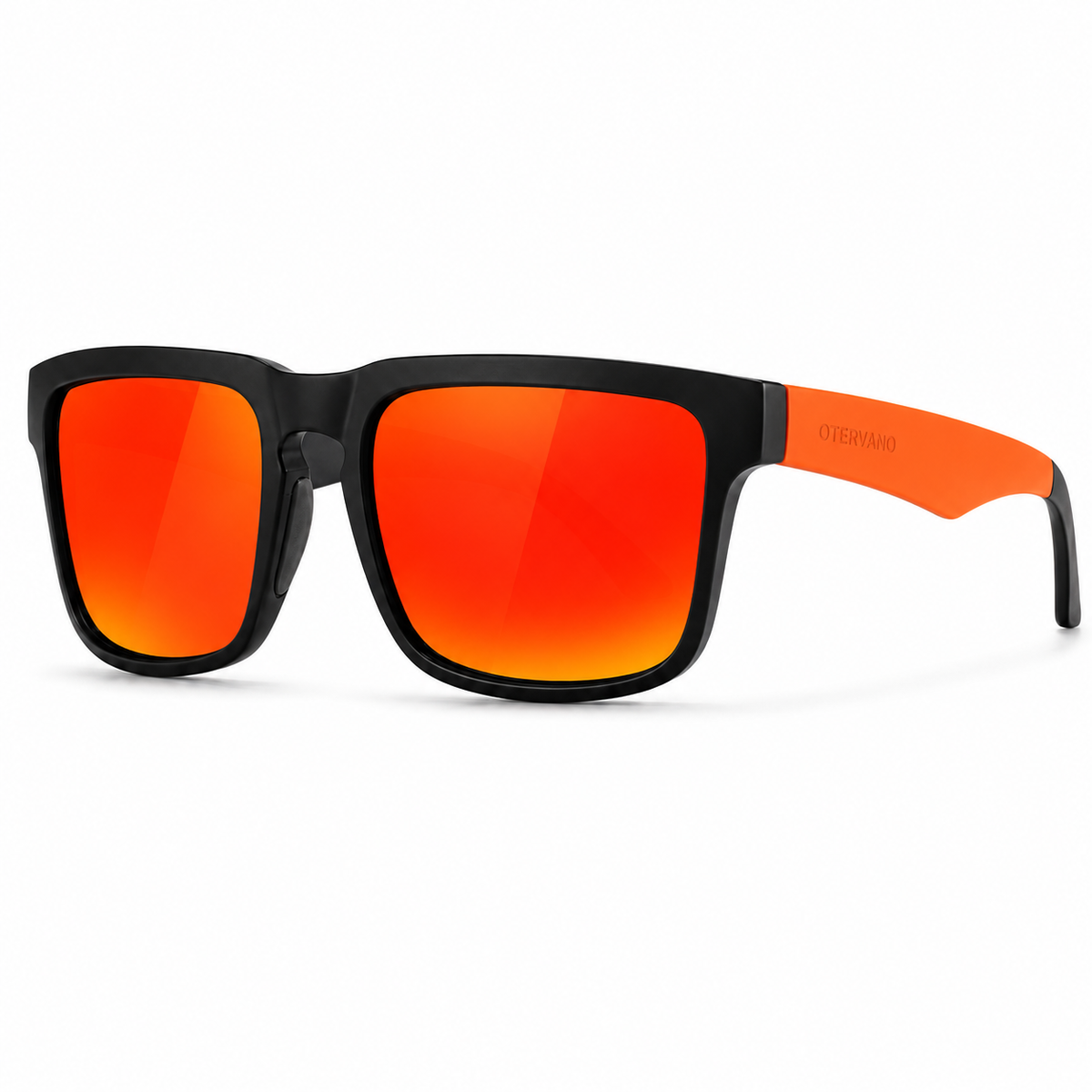 SALTO Negro y naranja · Mica espejo rojo — Lentes polarizados de armazón cuadrado | Otervano