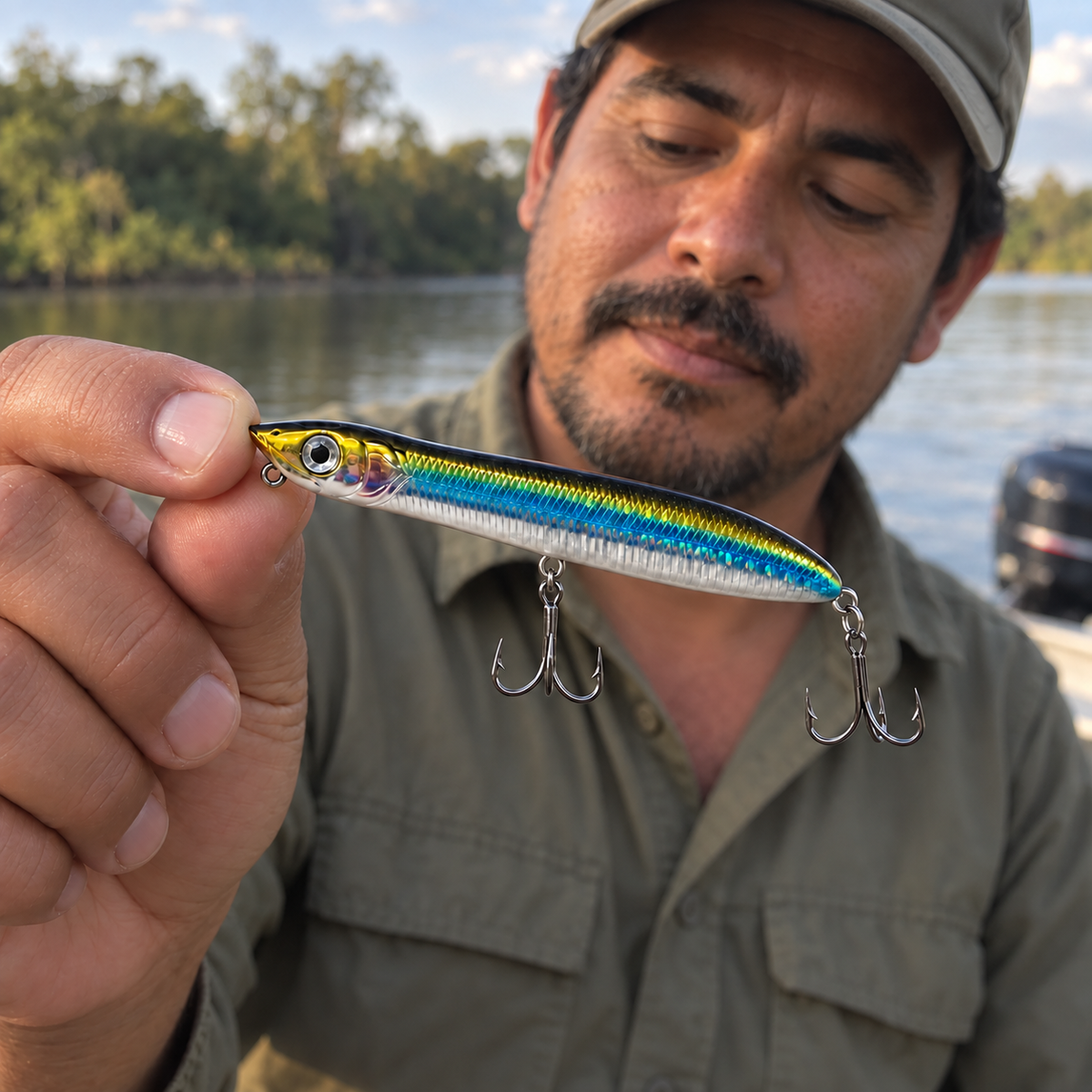FOGONAZO pesca barco dorado azul plata
