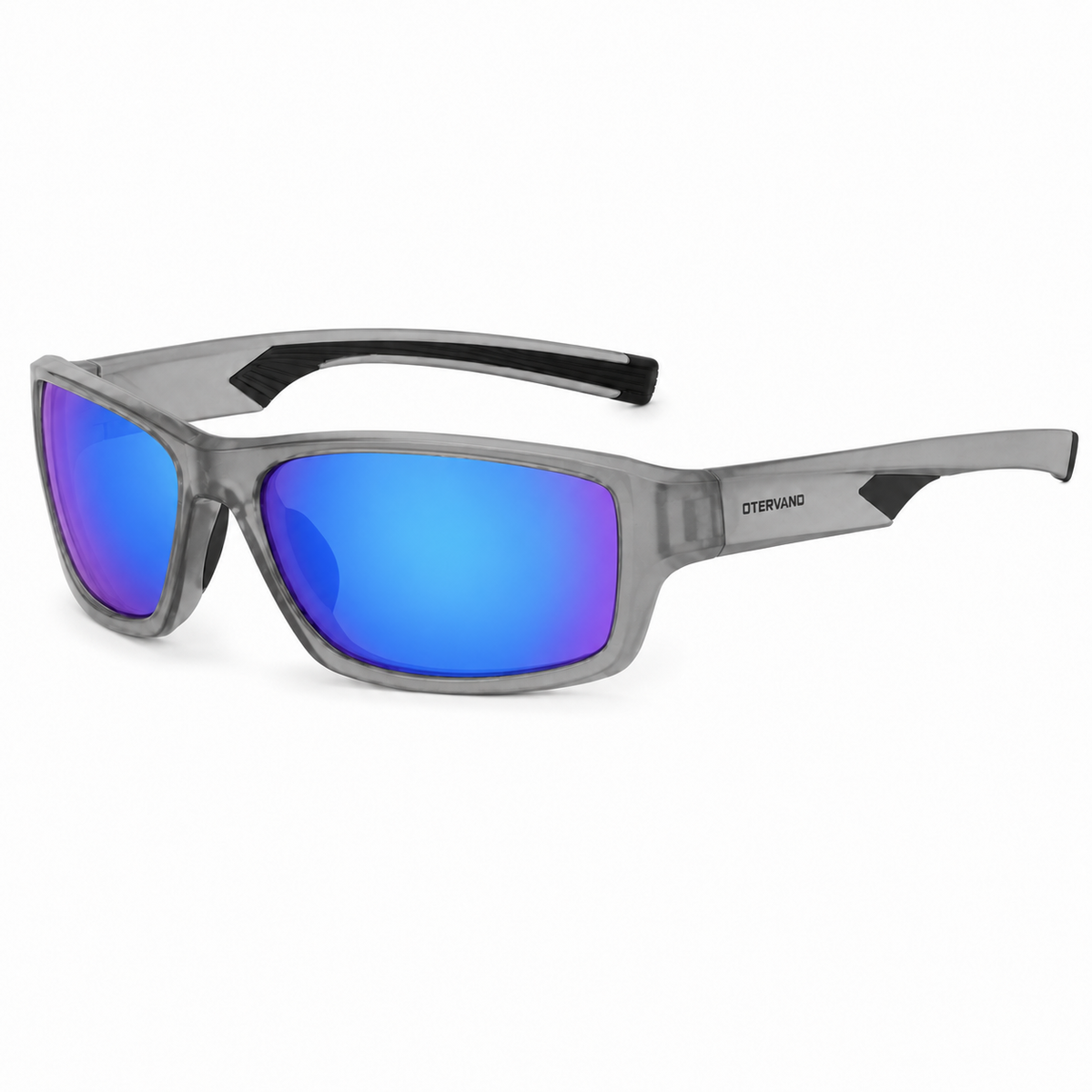 RADA Gris translúcido · Mica espejo azul — Lentes polarizados envolventes con goma | Otervano