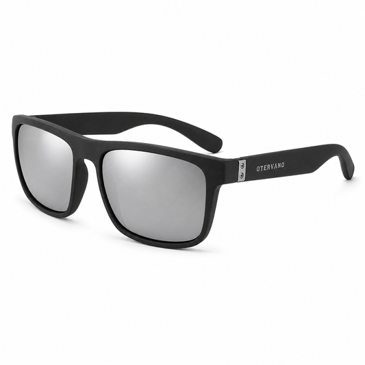 BOYA Negro · Mica espejo plata — Lentes polarizados de armazón texturizado | Otervano