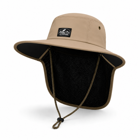 Otervano SOMBRA — Sombrero de ala ancha con protector de nuca — duna