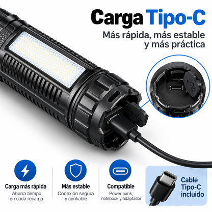 Linterna LED Recargable de Largo Alcance — ROBLEDO