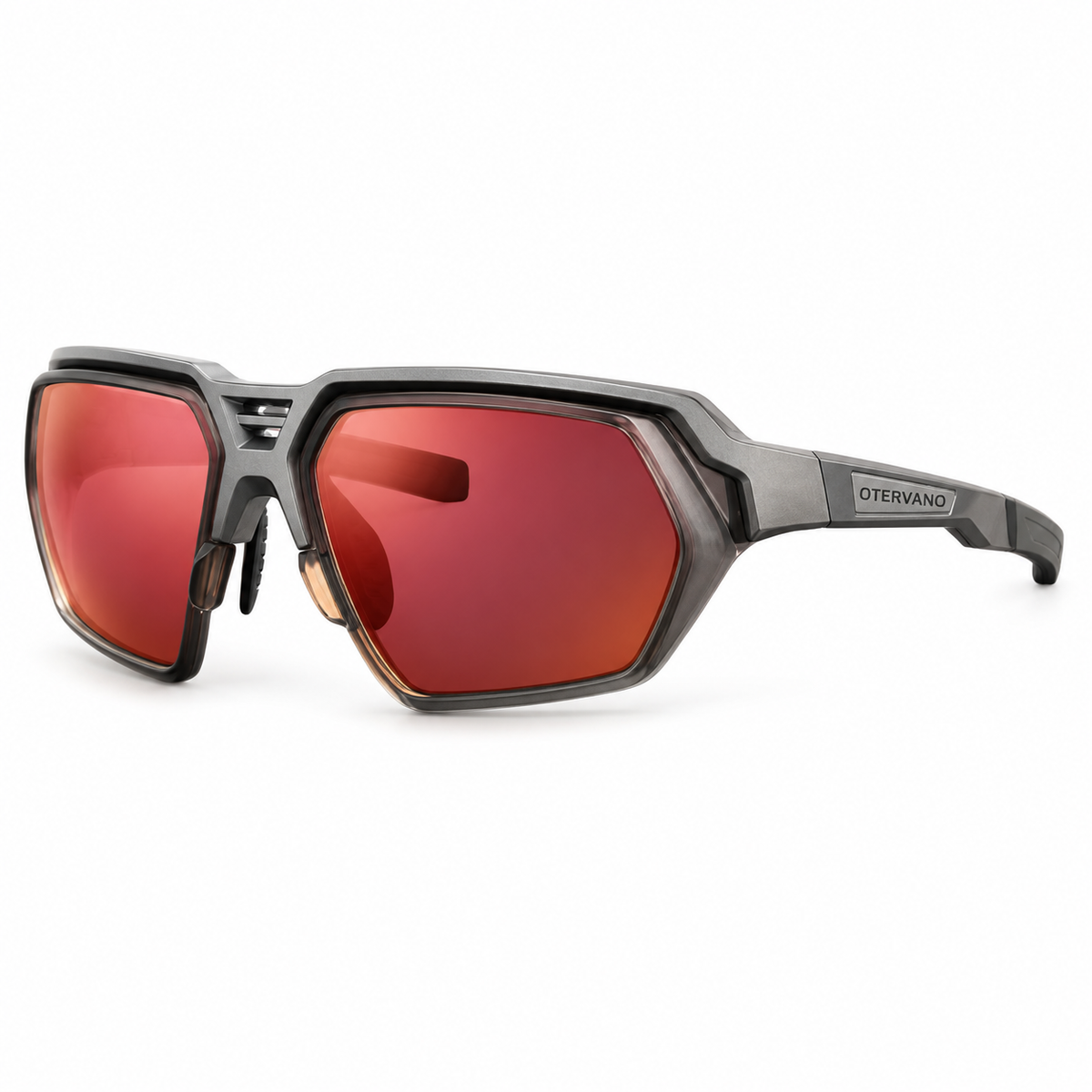 BOCANA Gris · Mica espejo rojo — Lentes polarizados de armazón facetado | Otervano