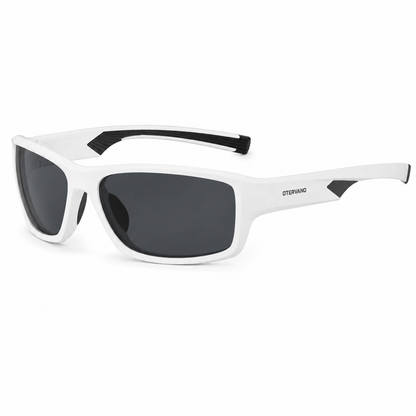 RADA Blanco · Mica gris — Lentes polarizados envolventes con goma | Otervano