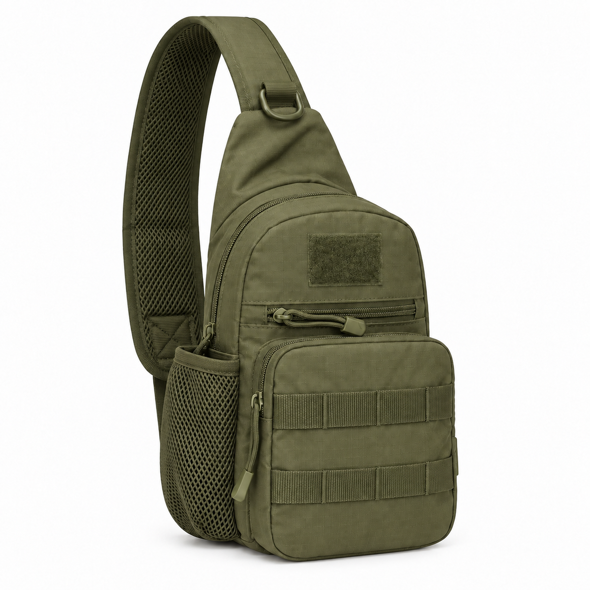ATAJO bolsa bandolera musgo sobre fondo blanco