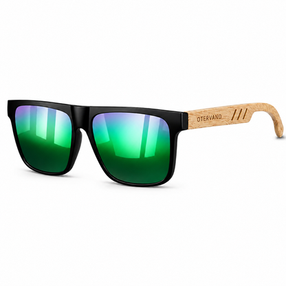 ROBLE Negro · Mica espejo verde — Lentes polarizados con varillas de madera | Otervano