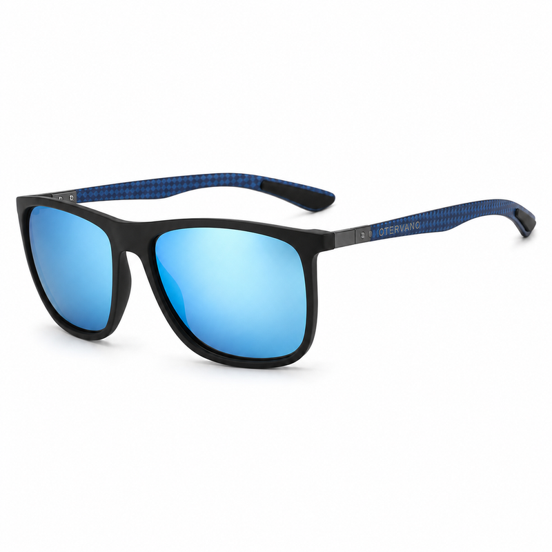 VADEO Negro y azul · Mica espejo azul — Lentes polarizados con varillas de carbono | Otervano