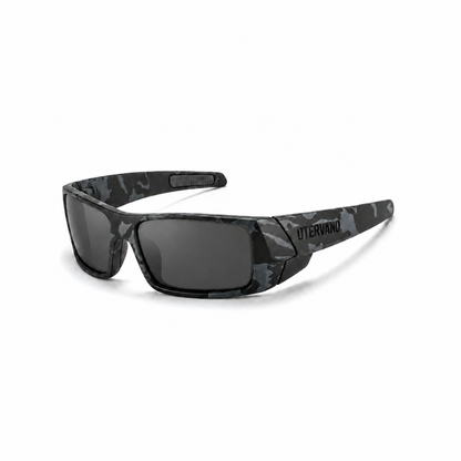 DIQUE Camuflaje gris · Mica gris — Lentes polarizados envolventes con goma antideslizante | Otervano