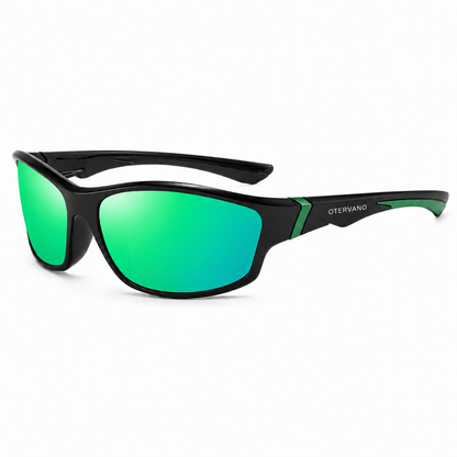 CALA Negro · Mica espejo verde — Lentes polarizados deportivos envolventes | Otervano