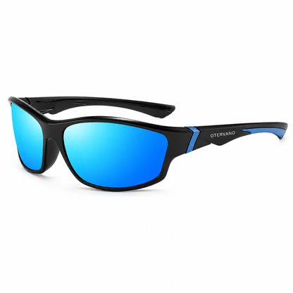 CALA Negro · Mica espejo azul — Lentes polarizados deportivos envolventes | Otervano