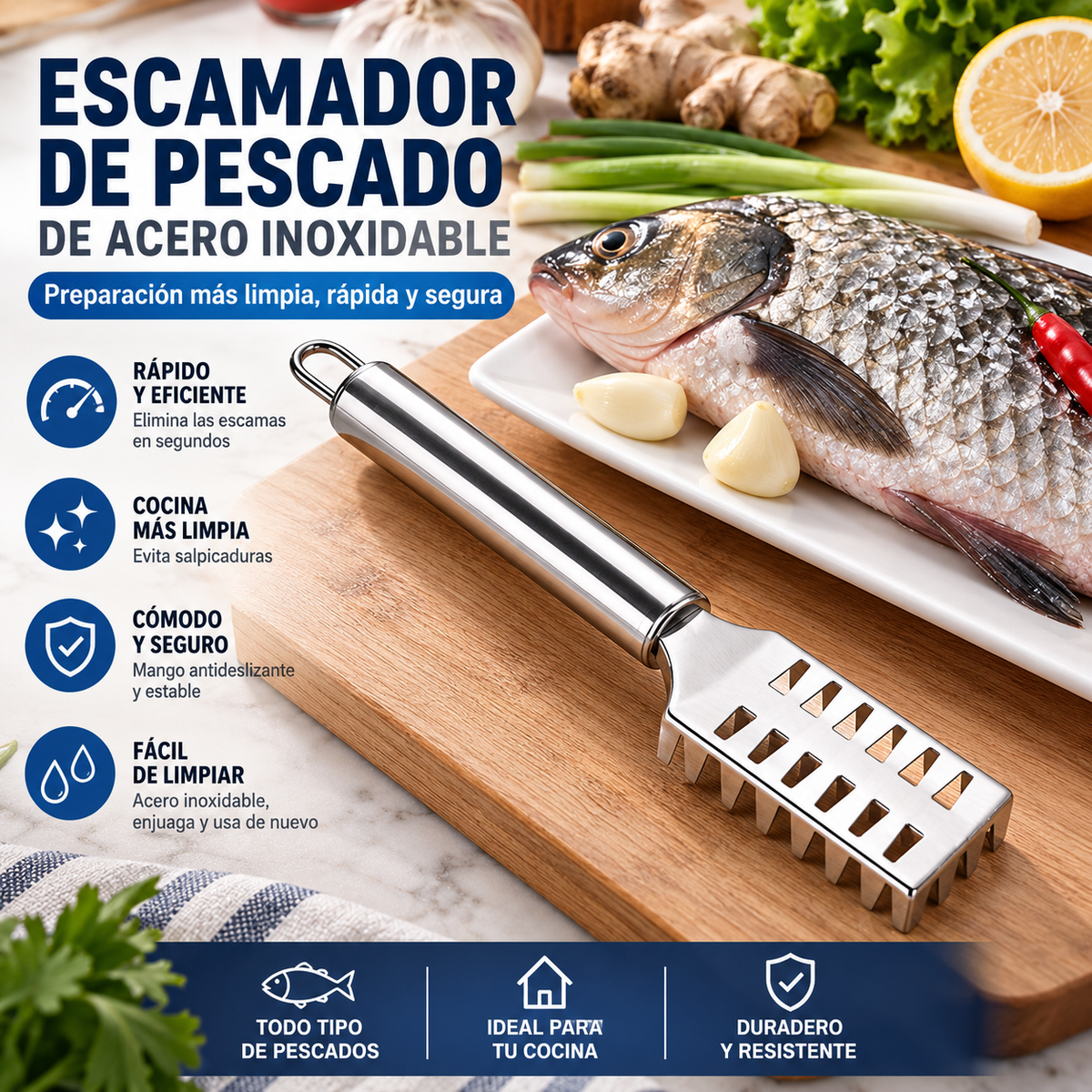 Escamador de Pescado de Acero Inoxidable — REBABA