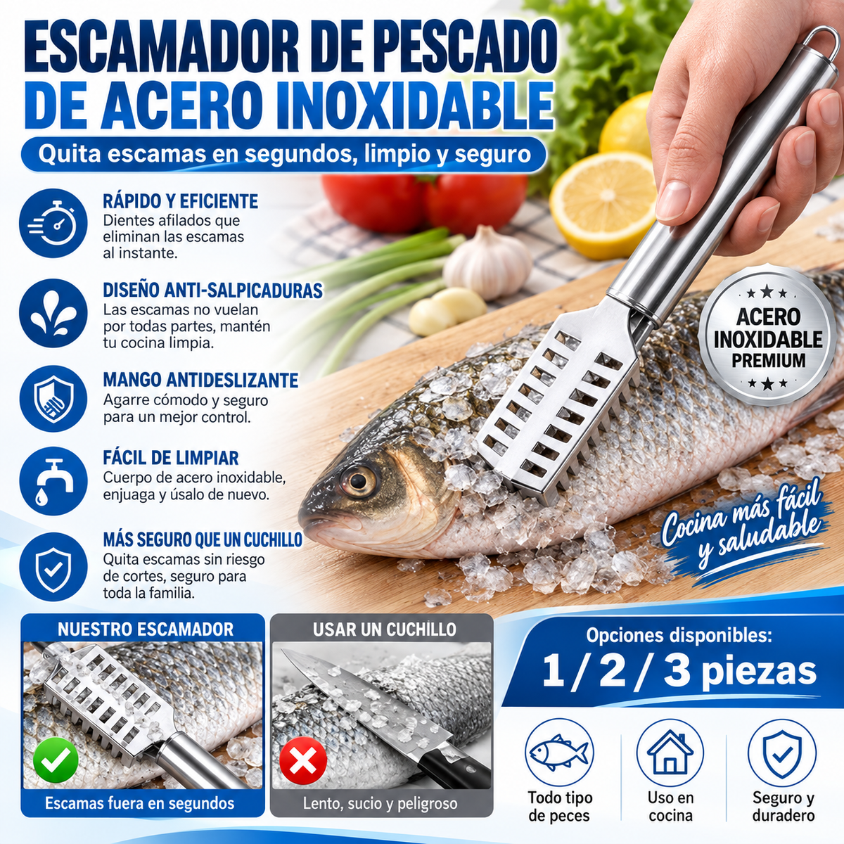 Escamador de Pescado de Acero Inoxidable — REBABA