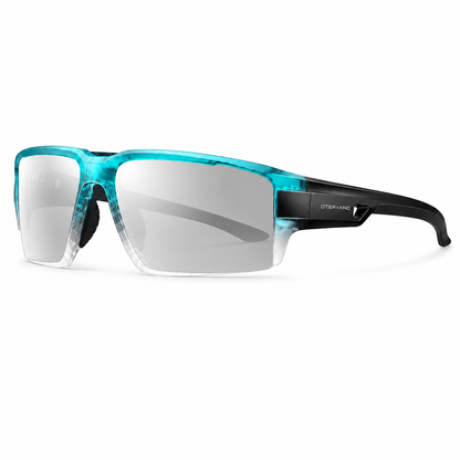 PICO Negro y turquesa · Mica espejo plata — Lentes polarizados de media montura | Otervano