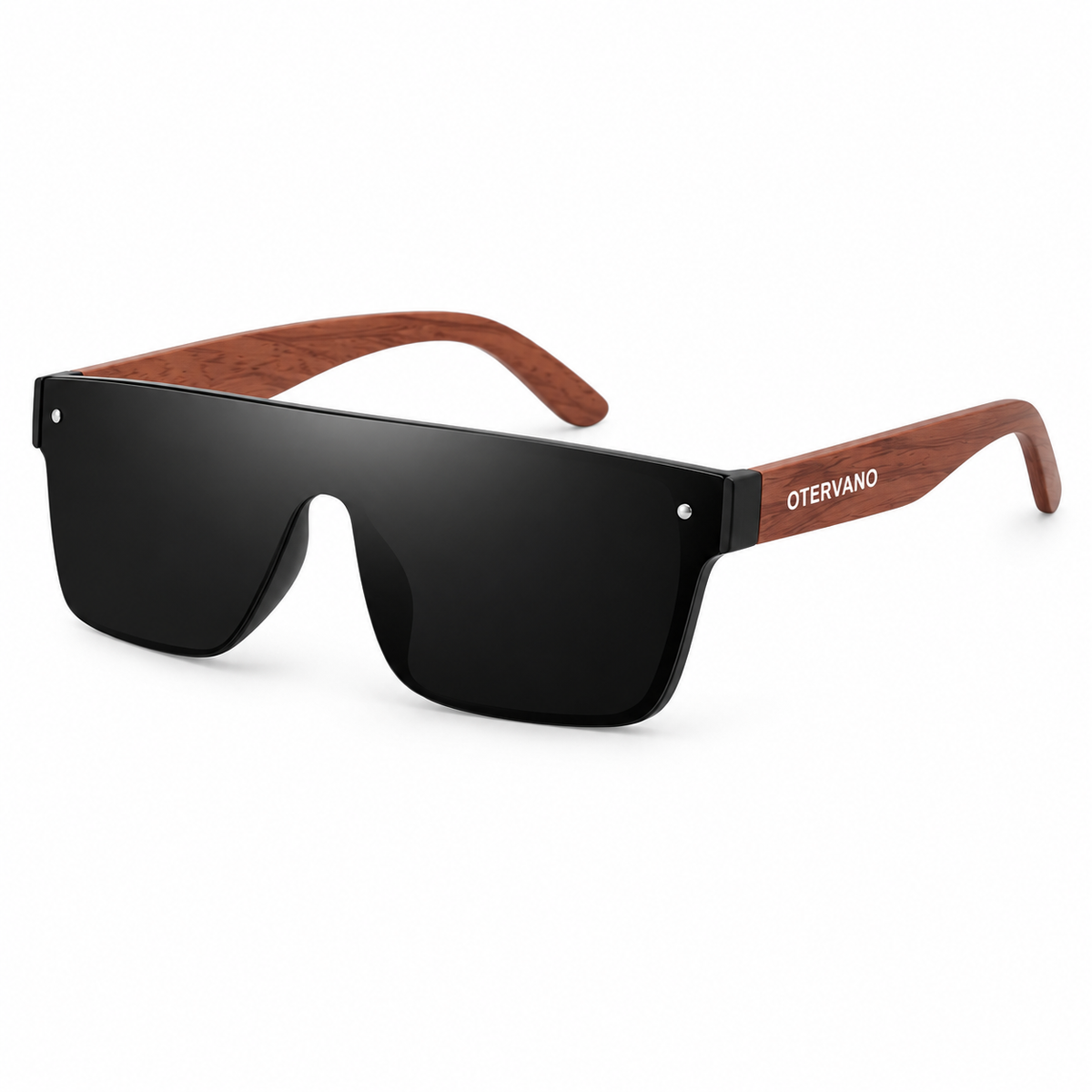 CLARABOYA Madera · Mica gris — Lentes polarizados tipo escudo con varillas de madera | Otervano