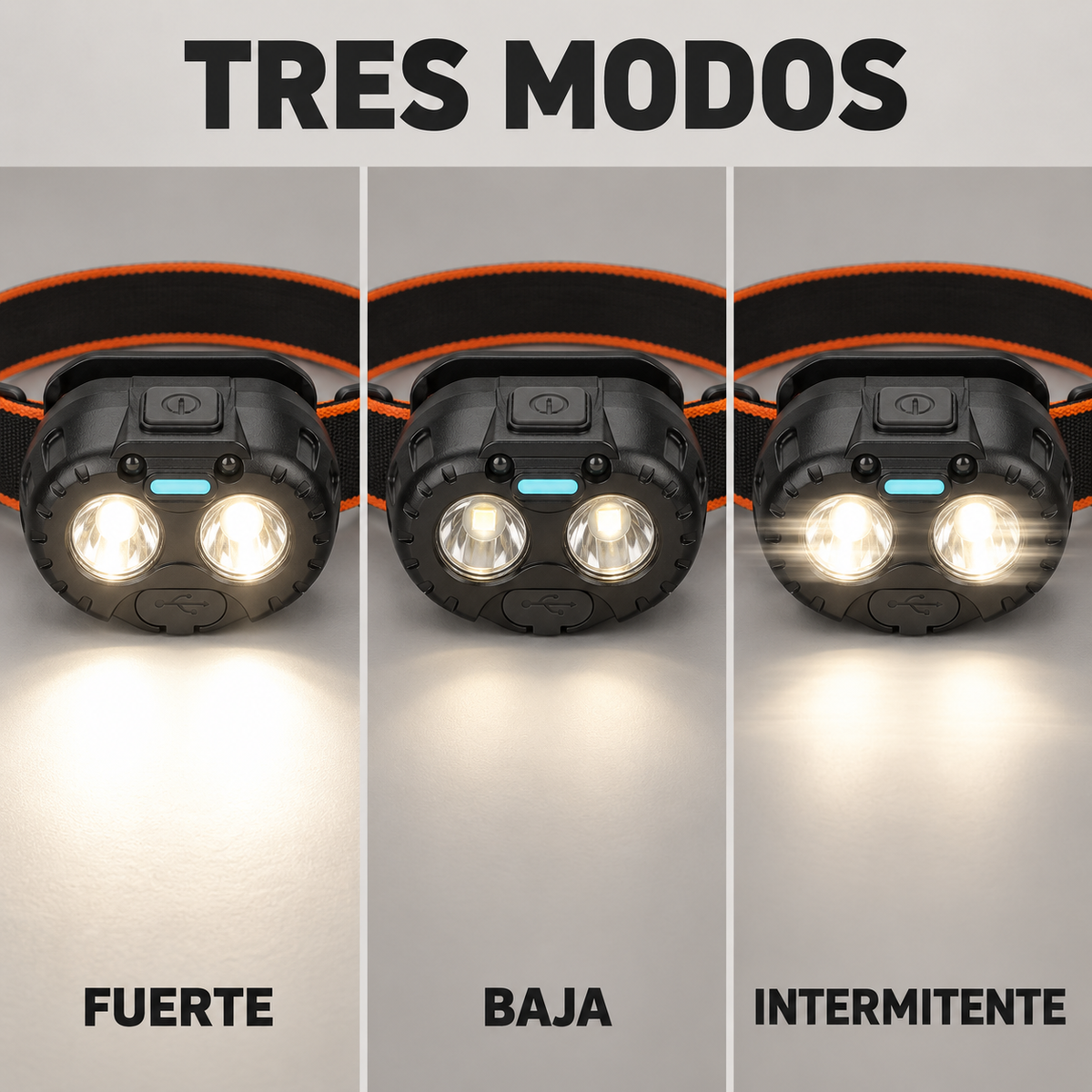 Linterna Frontal Recargable con Sensor — LUCERO