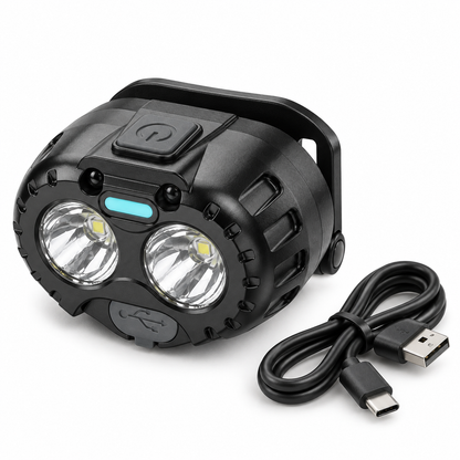 Linterna Frontal Recargable con Sensor — LUCERO