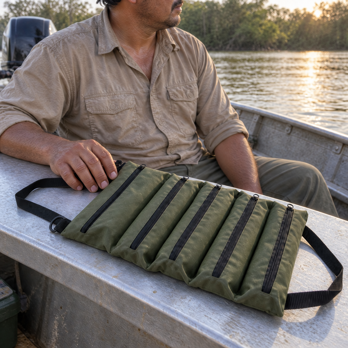 ESLINGA pescador barco verde
