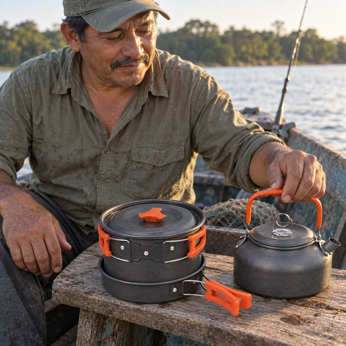 FOGÓN pesca barco gris naranja