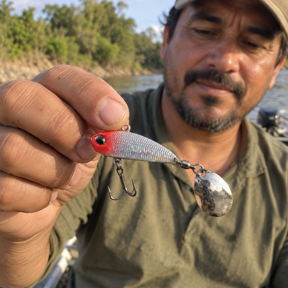 GIRO pesca barco rojo plata