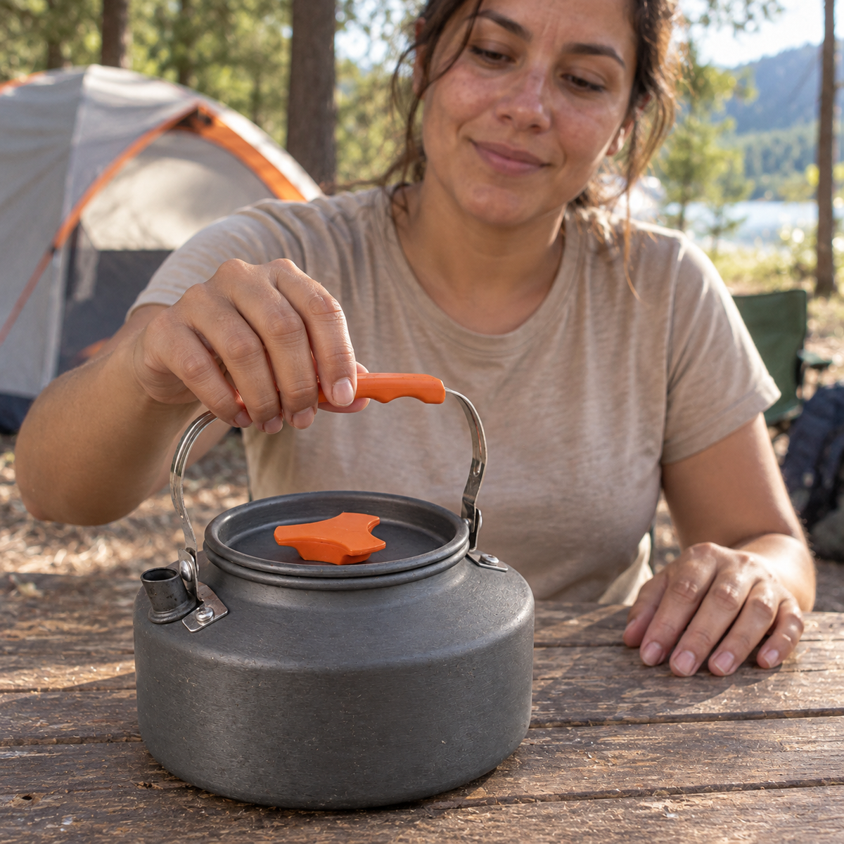 CAÑADA campamento mujer gris naranja