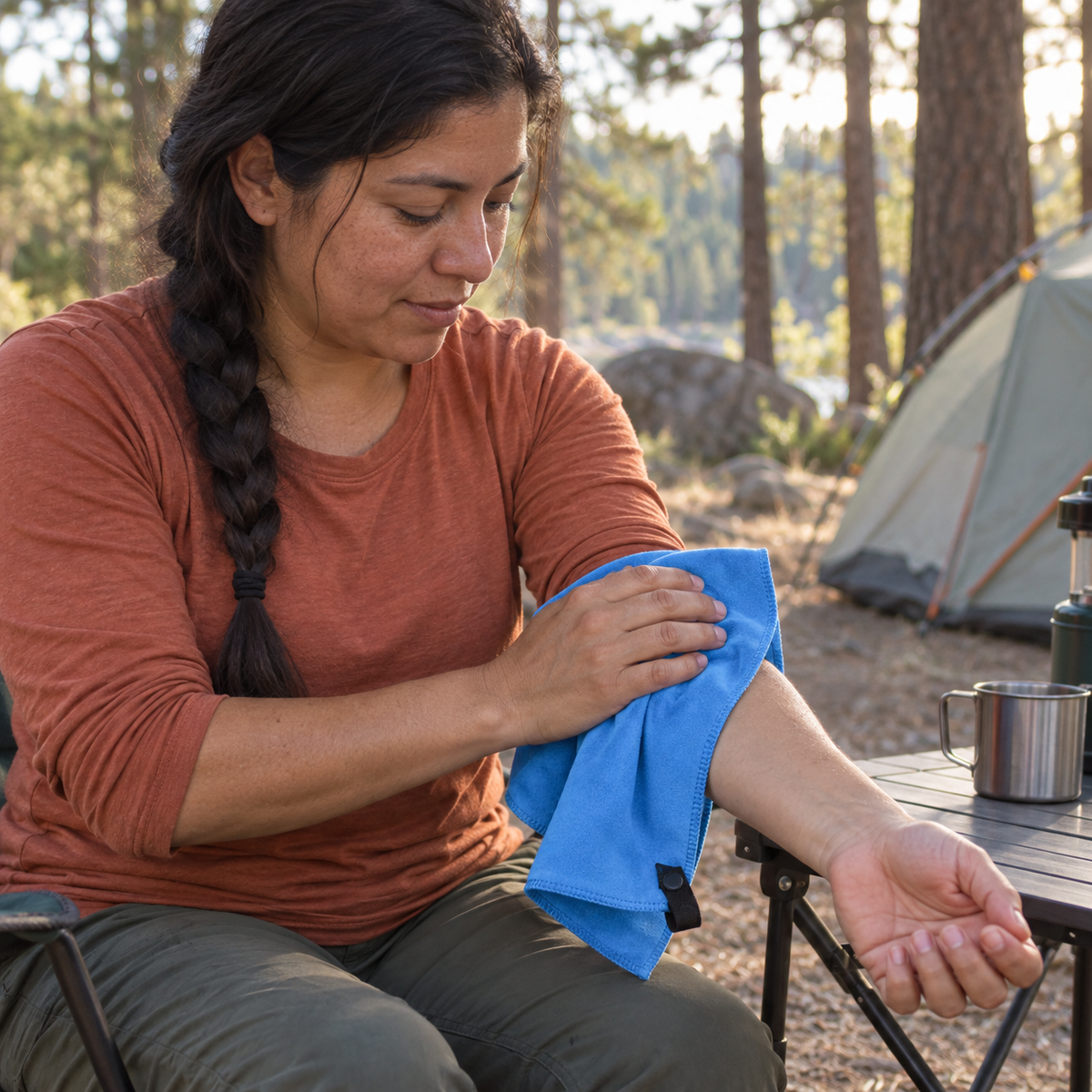 ESPUERTA mujer camping azul