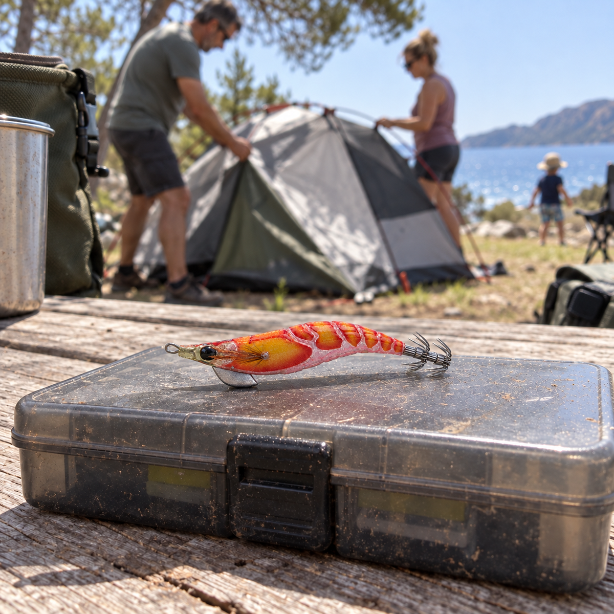 CHISPA camping familia rosa naranja