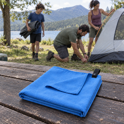 ESPUERTA familia camping azul