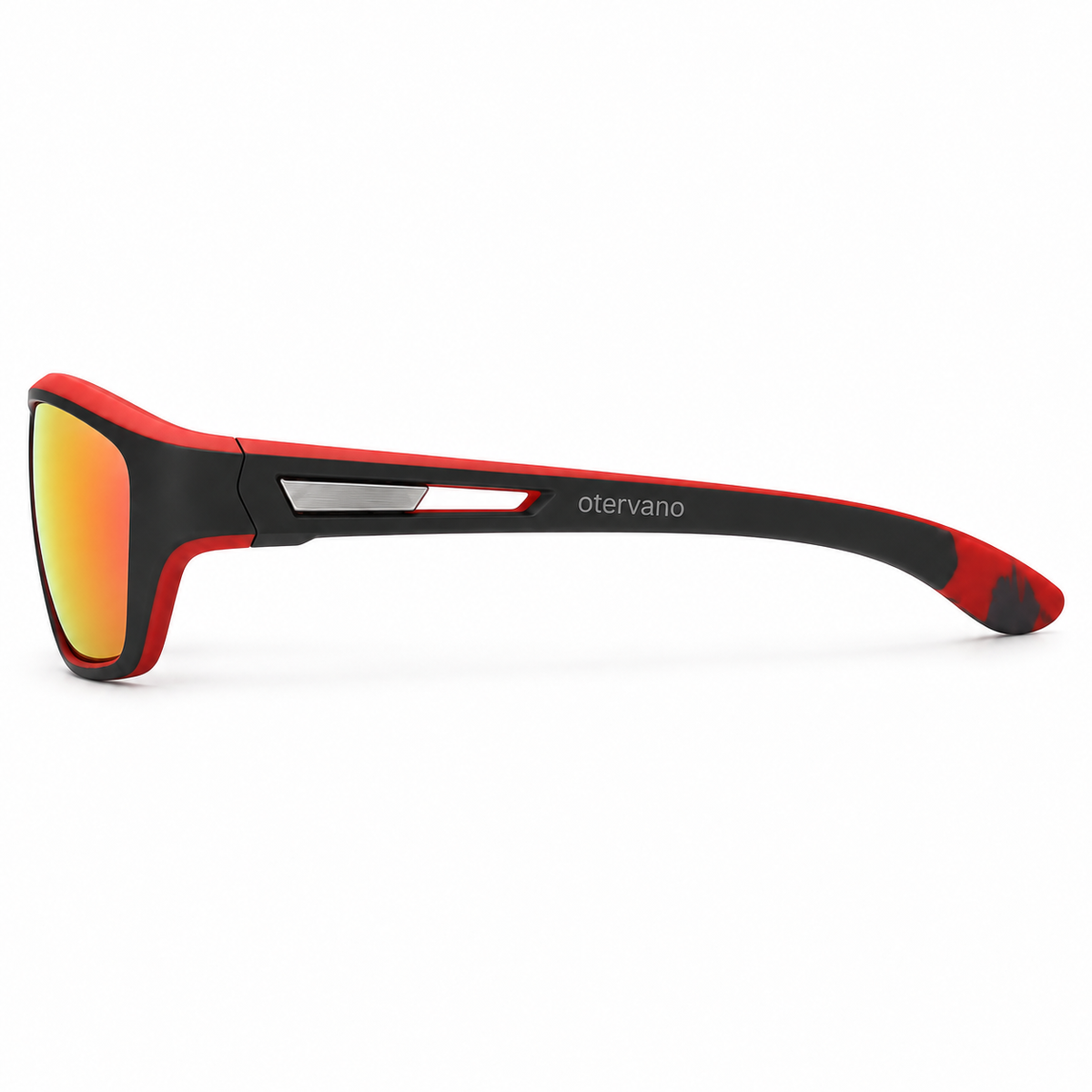 LADERA-BRASA — Negro y rojo · Mica espejo naranja — Vista lateral