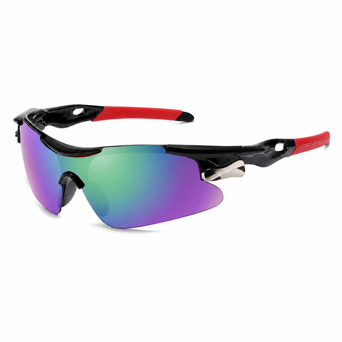 RAUDAL Negro y rojo · Mica espejo morado — Lentes polarizados deportivos de mica única | Otervano