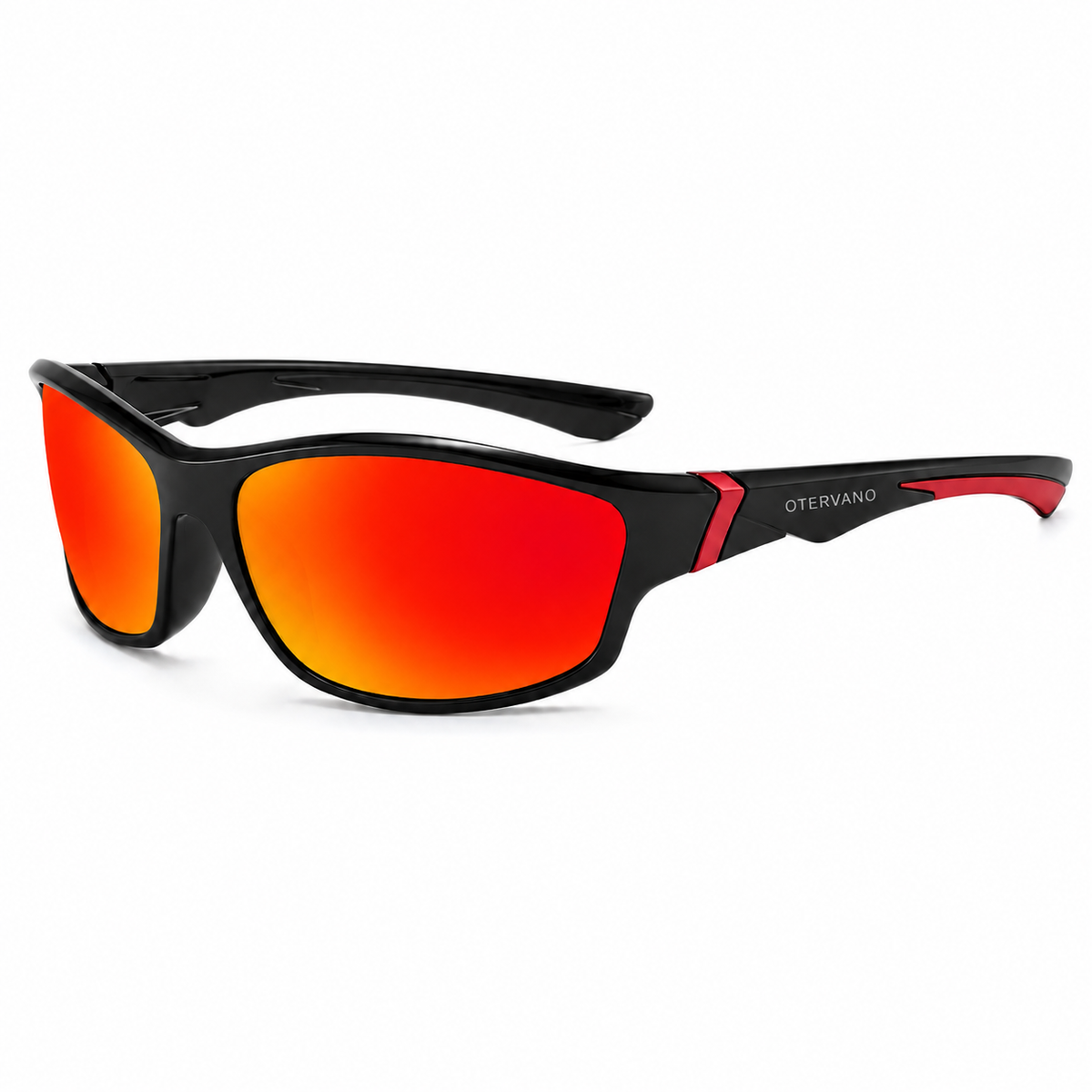 CALA Negro · Mica espejo rojo — Lentes polarizados deportivos envolventes | Otervano