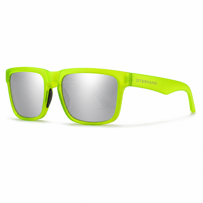 SALTO Verde neón · Mica espejo plata — Lentes polarizados de armazón cuadrado | Otervano