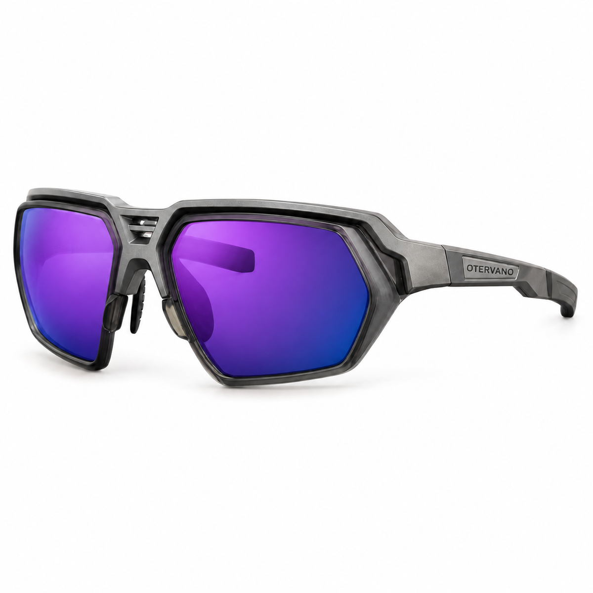 BOCANA Gris · Mica espejo morado — Lentes polarizados de armazón facetado | Otervano