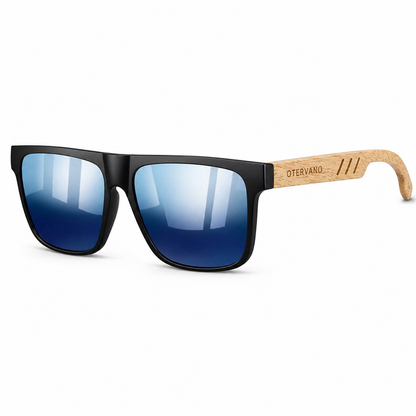 ROBLE Negro · Mica espejo azul — Lentes polarizados con varillas de madera | Otervano