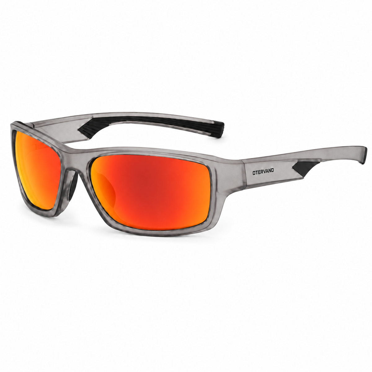 RADA Gris translúcido · Mica espejo naranja — Lentes polarizados envolventes con goma | Otervano