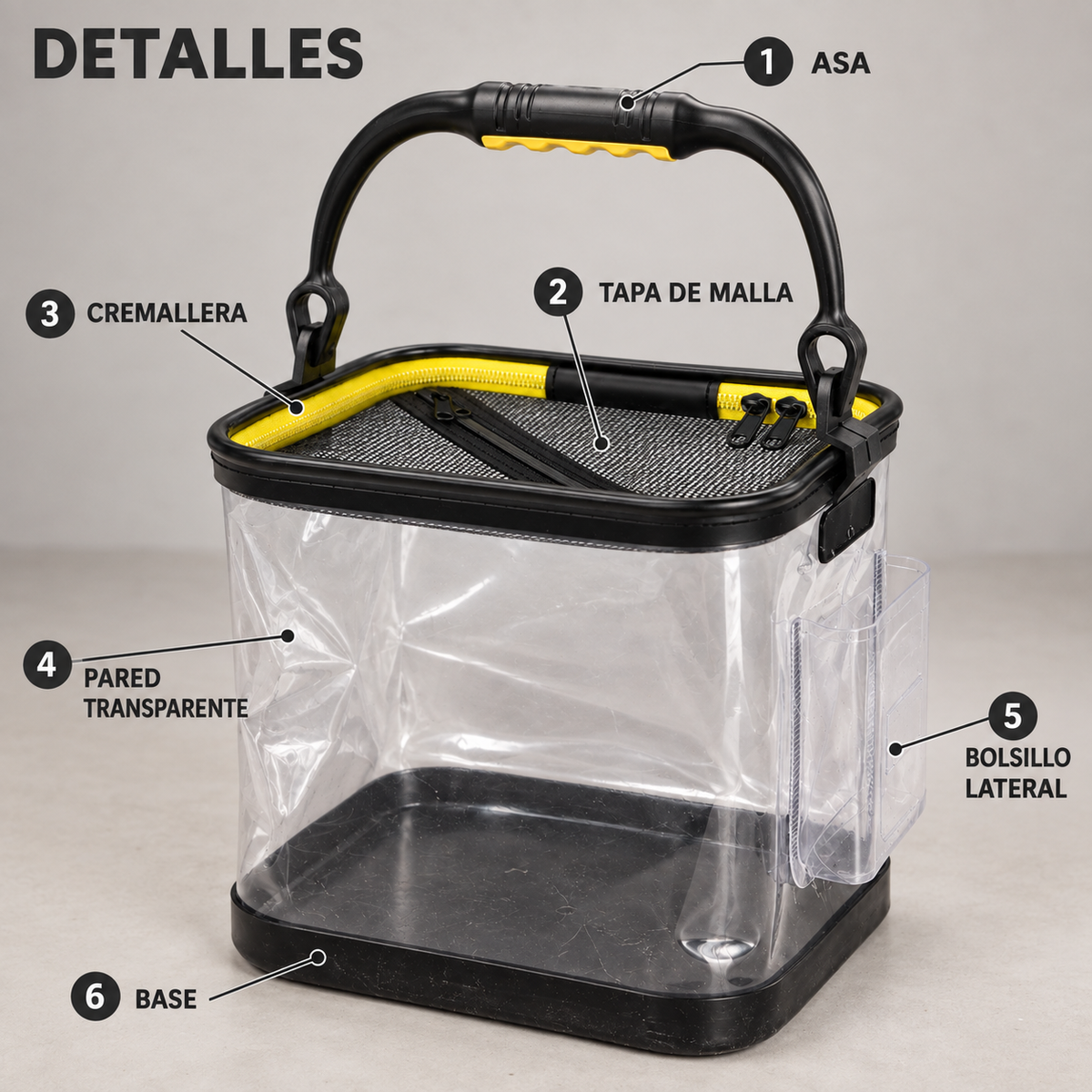 ALJIBE partes del cubo transparente