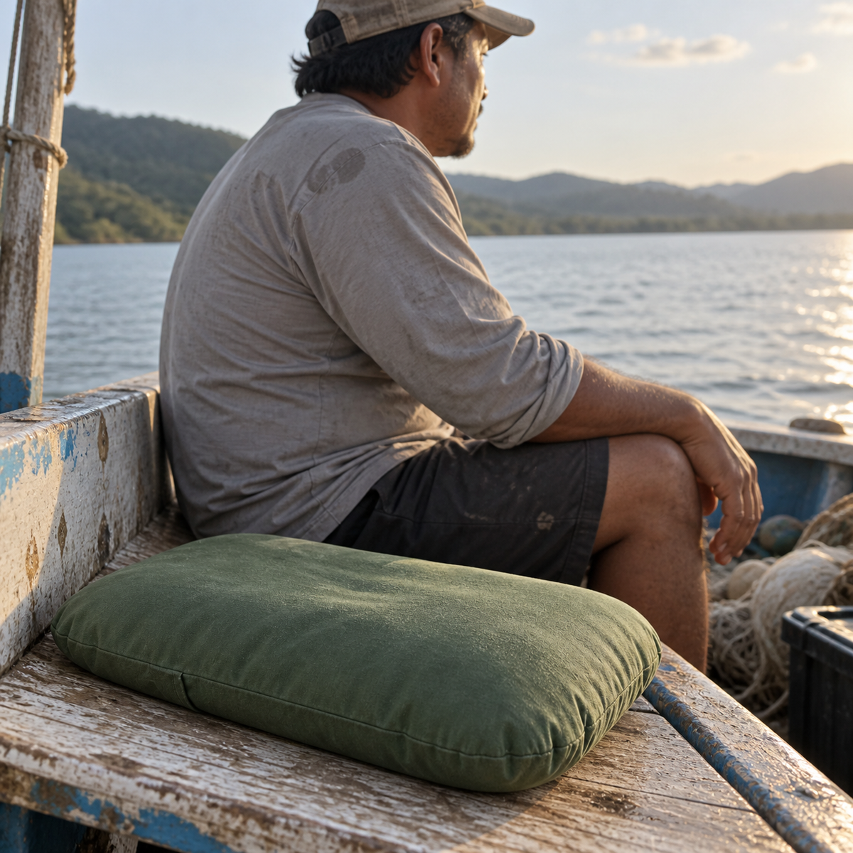 APERO almohada verde barco